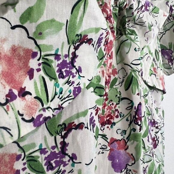 ZARA NWT Ivory Cream Floral Tiered Midi Dress Botanical Front Knot Size Small - Picture 10 of 12